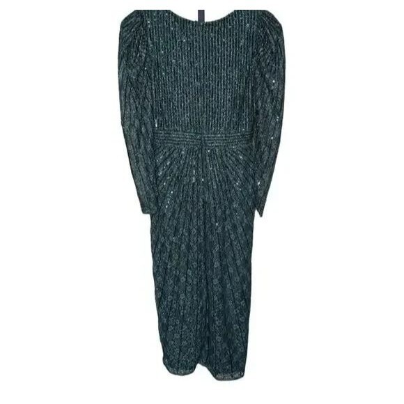 Mac Duggal 93676 Beaded Lace Long Sleeve Formal Gown Dress Green 18 NWT $458 - Picture 6 of 8